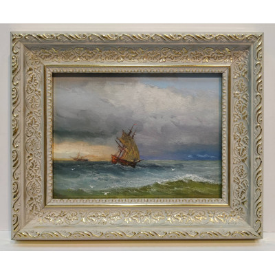 Корабль в море (12,5 х 16,5)