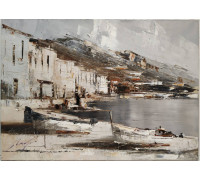 Морской пейзаж с лодками (50 х 70)