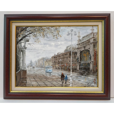 Невский проспект. Дождь (40х30)