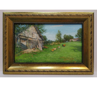 Возле сараев (15 х 25)
