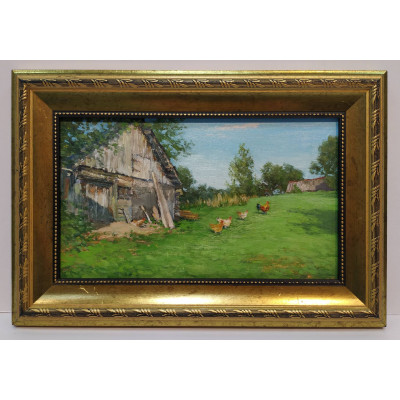 Возле сараев (15 х 25)